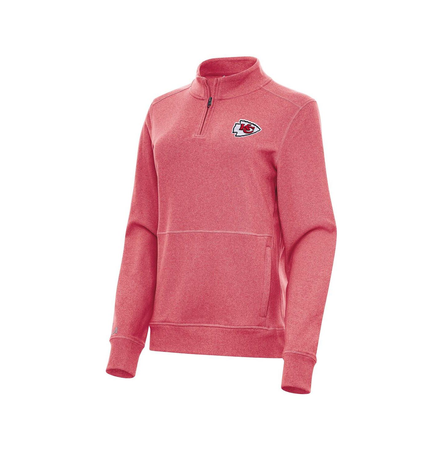 Женская куртка Antigua Heather Red Kansas City Chiefs Crush Quarter-Zip — фото 1