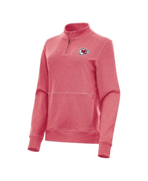 Женские куртки Antigua Women's Heather Red Kansas City Chiefs Crush Quarter-Zip Jacket