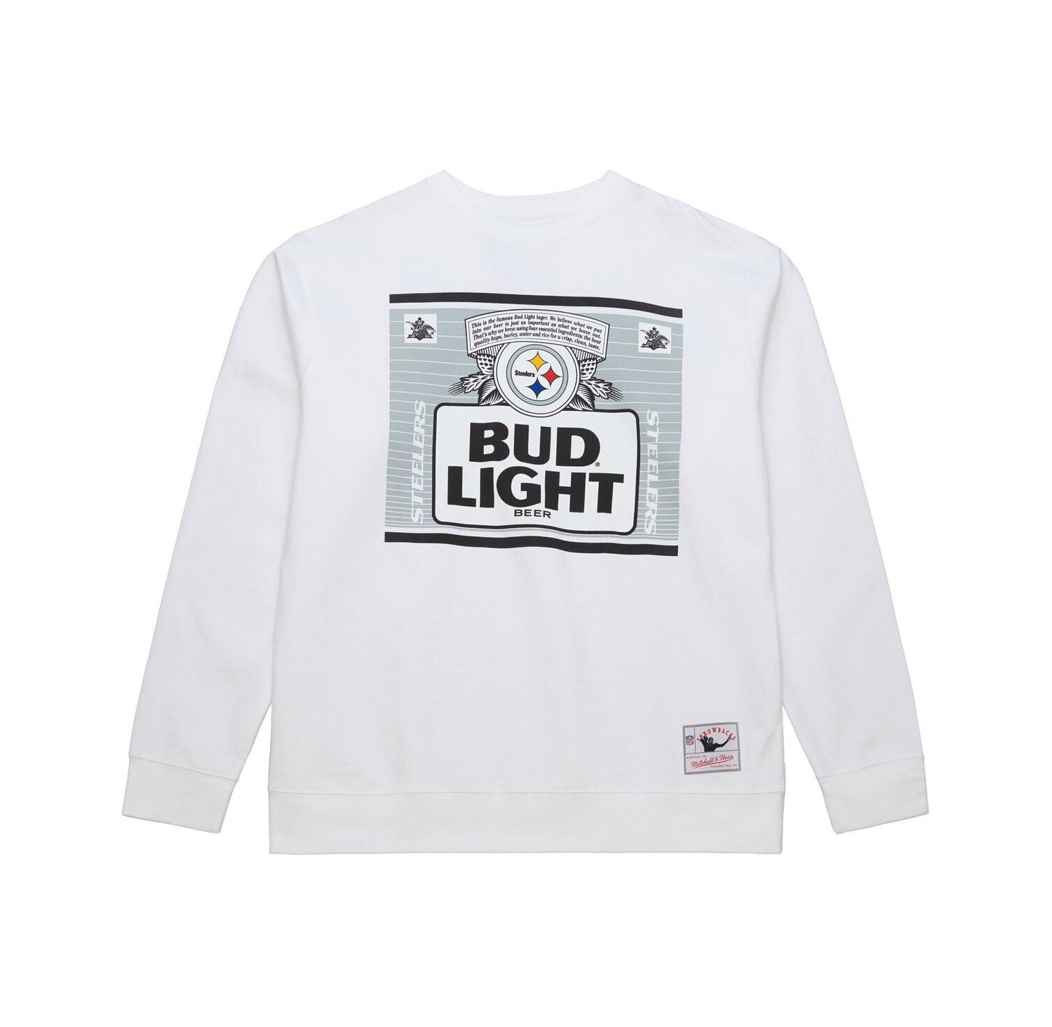 x Bud Light Men's White Pittsburgh Steelers The Crest Pullover Sweatshirt