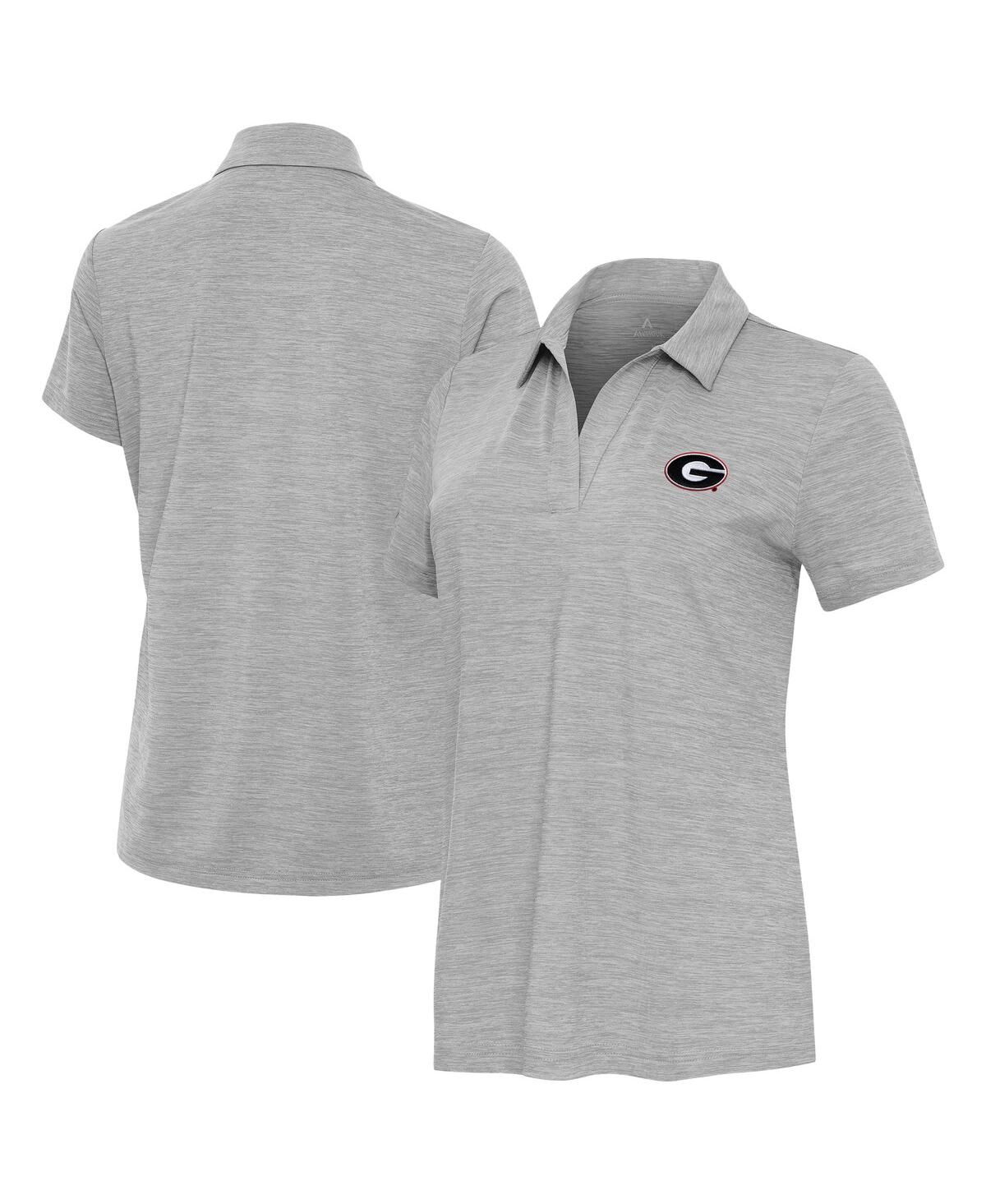 Women's Heather Gray Georgia Bulldogs Layout V-Neck Polo Shirt - Heather Gray