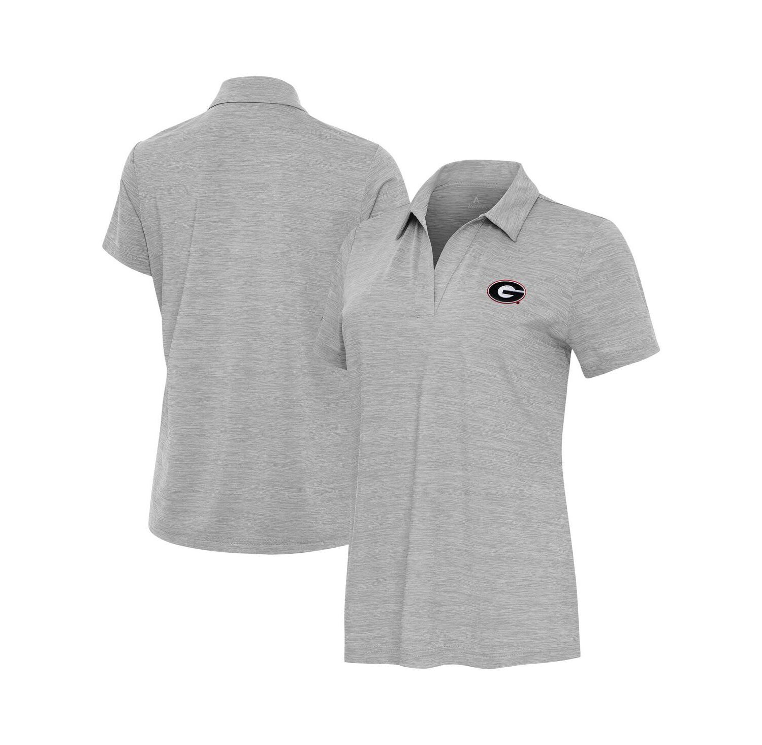 Women's Heather Gray Georgia Bulldogs Layout V-Neck Polo Shirt
