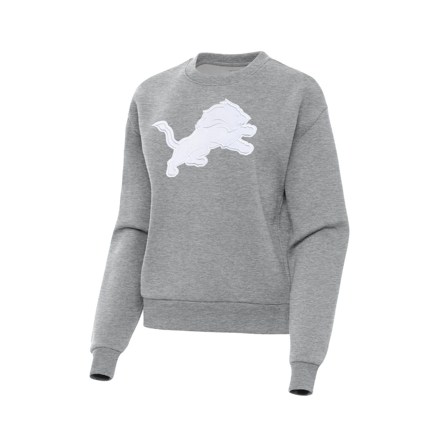 Женская толстовка Antigua Heather Gray Detroit Lions Victory Pullover — фото 2