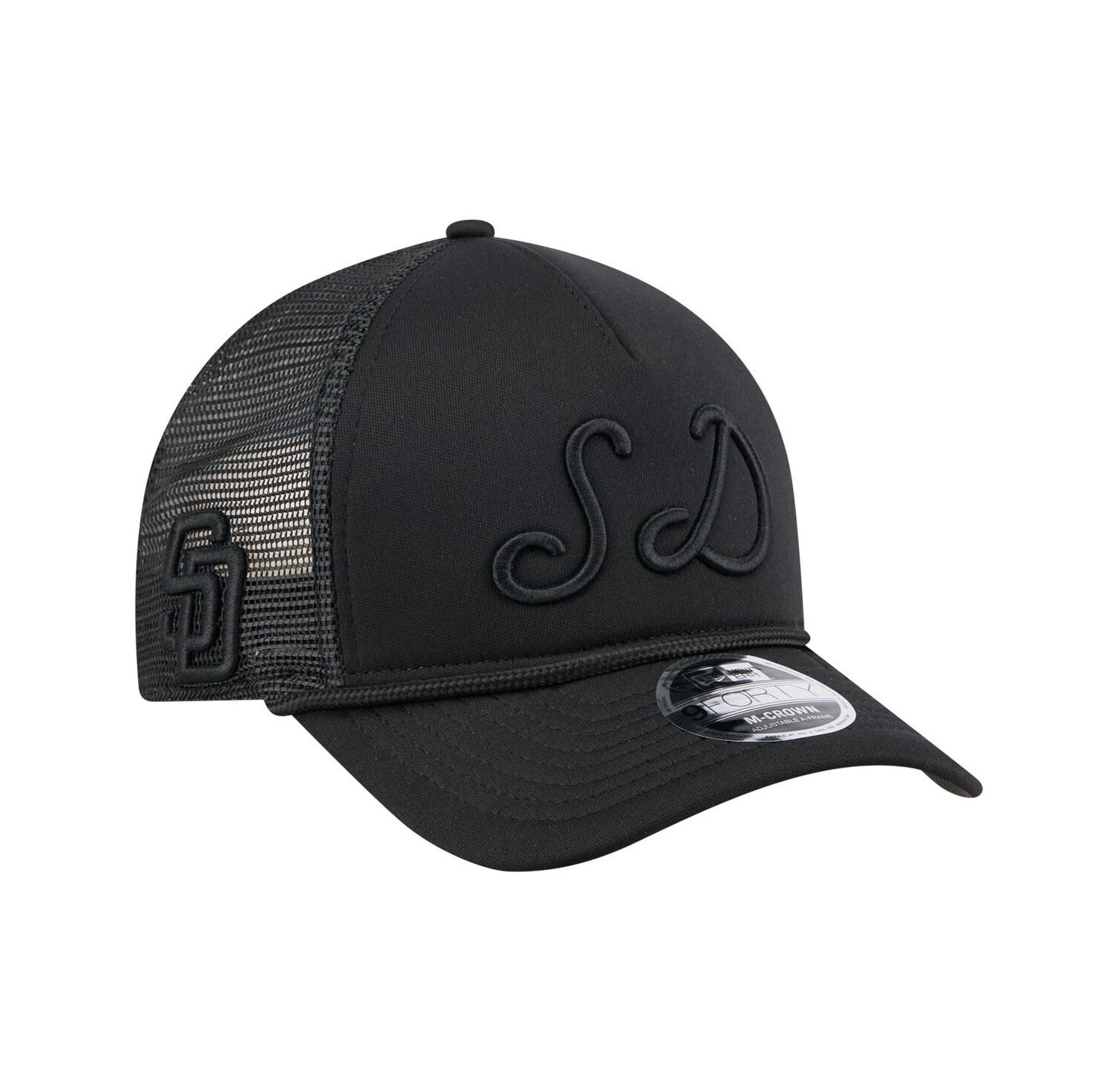 Men's Black San Diego Padres City Initial 9FORTY A-Frame M-Crown Adjustable Trucker Hat