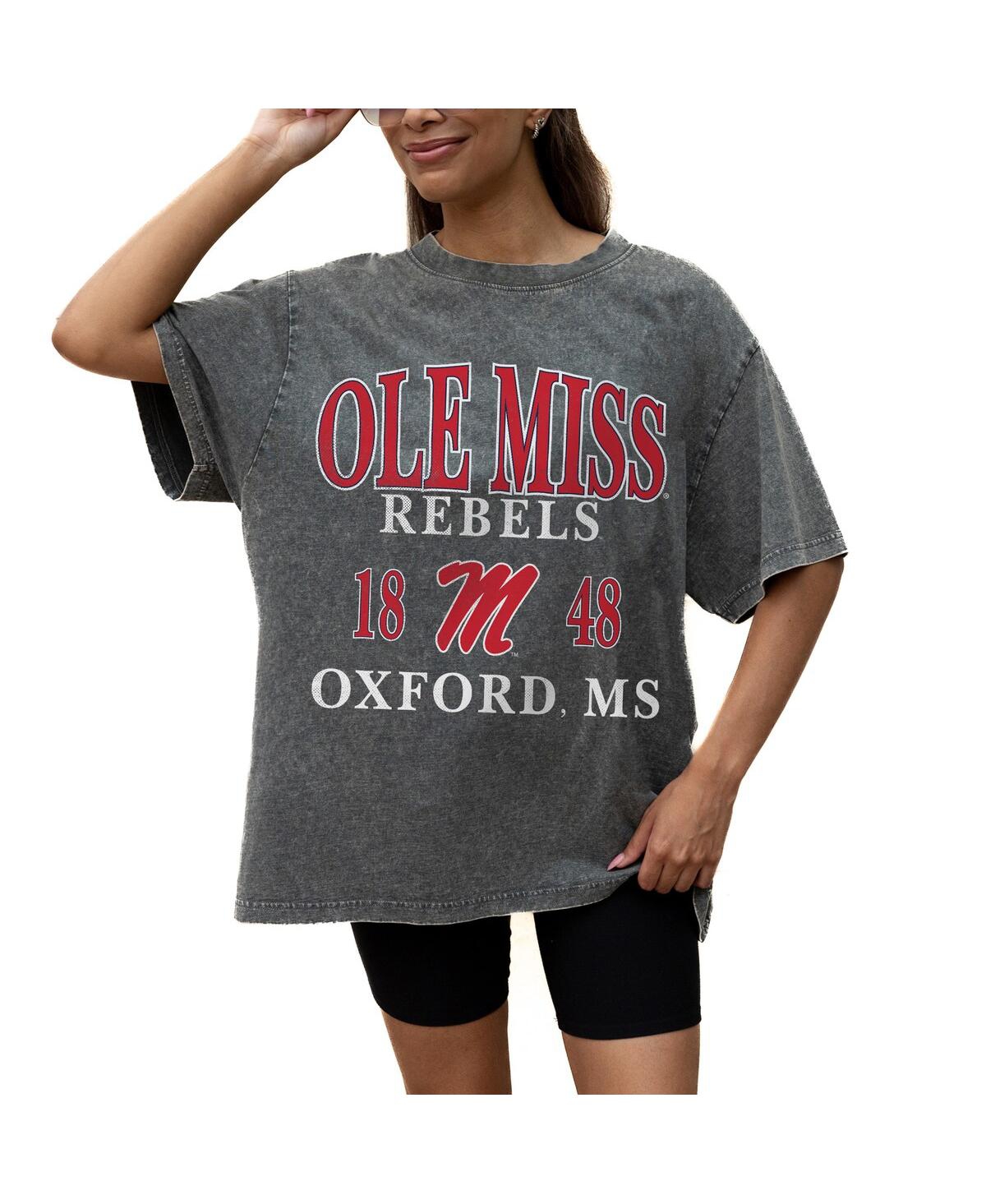 Women's Gray Ole Miss Rebels Oversized Snow Wash T-Shirt - Gray