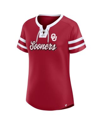 Women's Crimson Oklahoma Sooners Iconic Athena Lace-Up T-Shirt