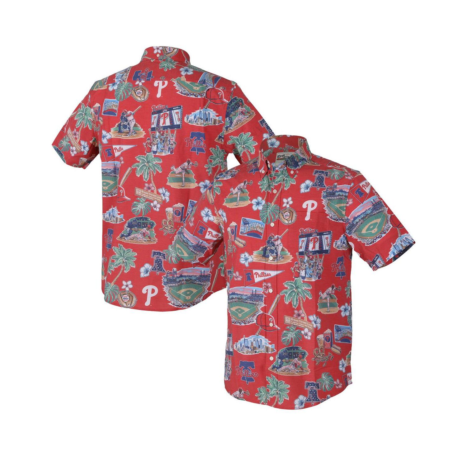 Men's Red Philadelphia Phillies Scenic Tri-Blend Button-Down Shirt