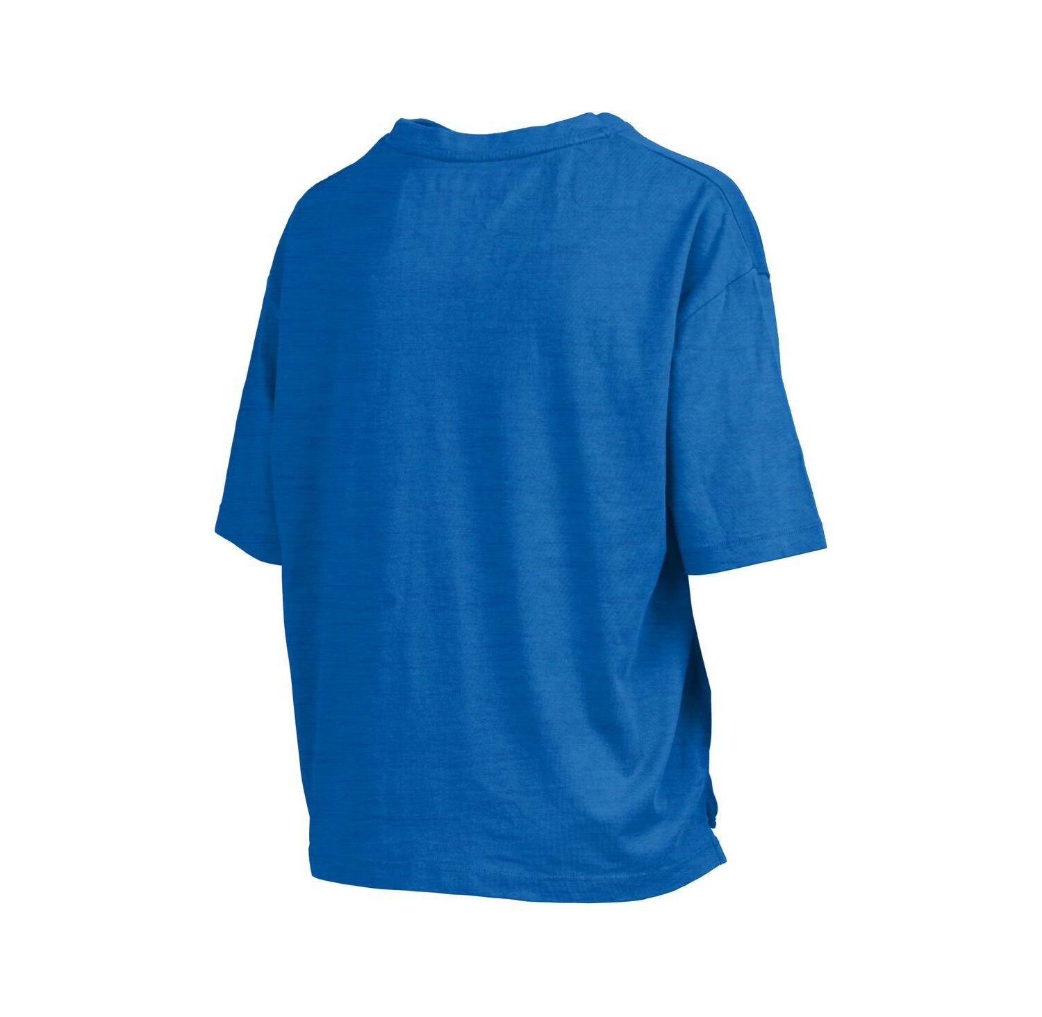 Women's Royal Kansas Jayhawks Nelson Arch Over Logo Waist Length Oversized Slub T-Shirt