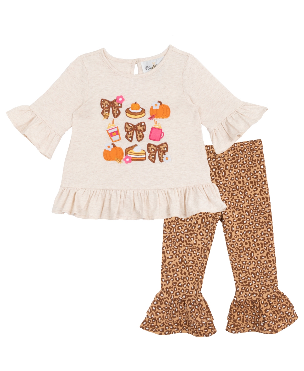 Rare Editions Baby Girls 2-piece Fall Treat Top And Cheetah Leggings Set In Multi