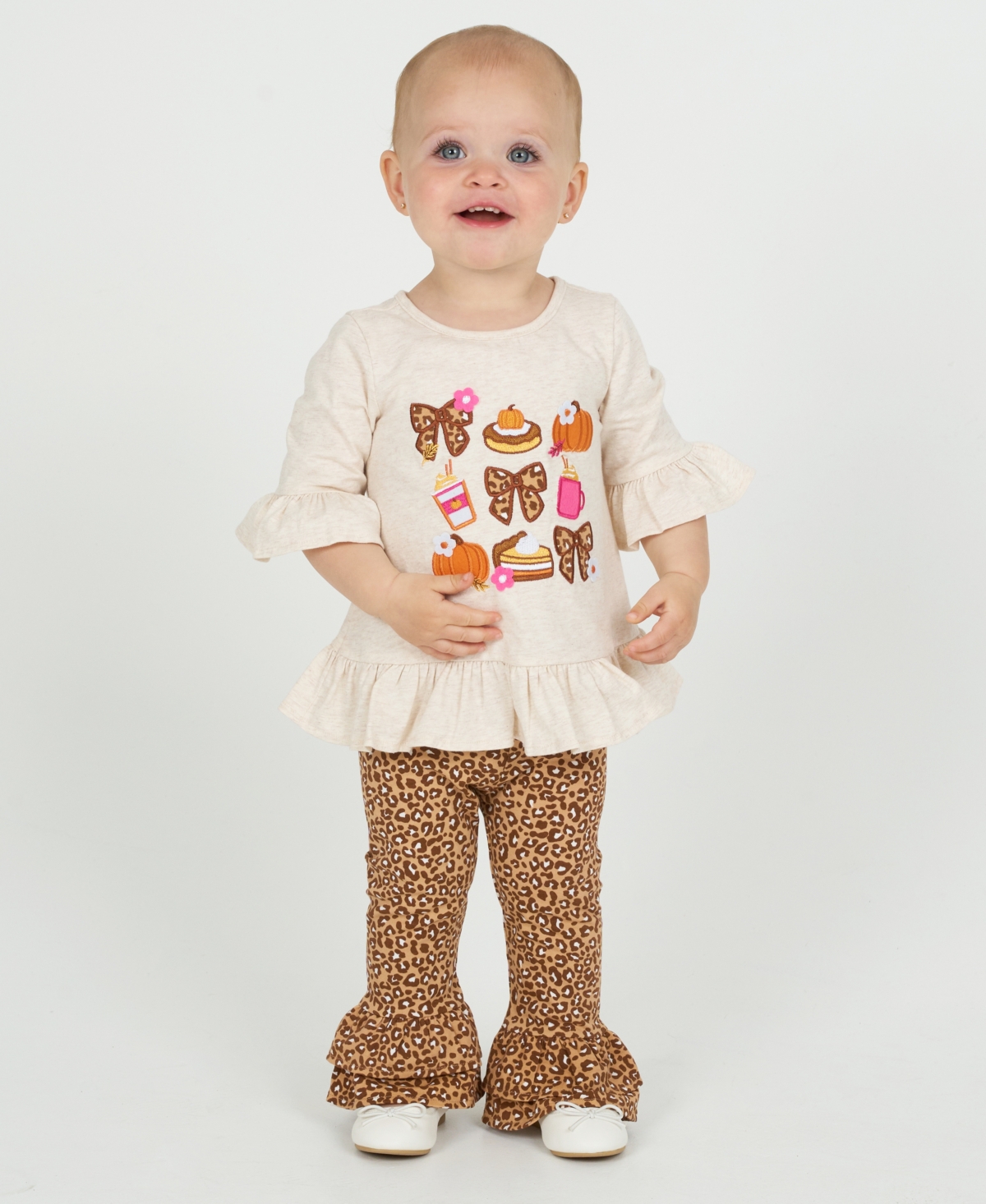 Rare Editions Baby Girls 2-piece Fall Treat Top And Cheetah Leggings Set In Multi