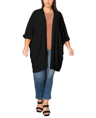 Plus Size Spiral Wave Texture Dolman Cardigan Sweater