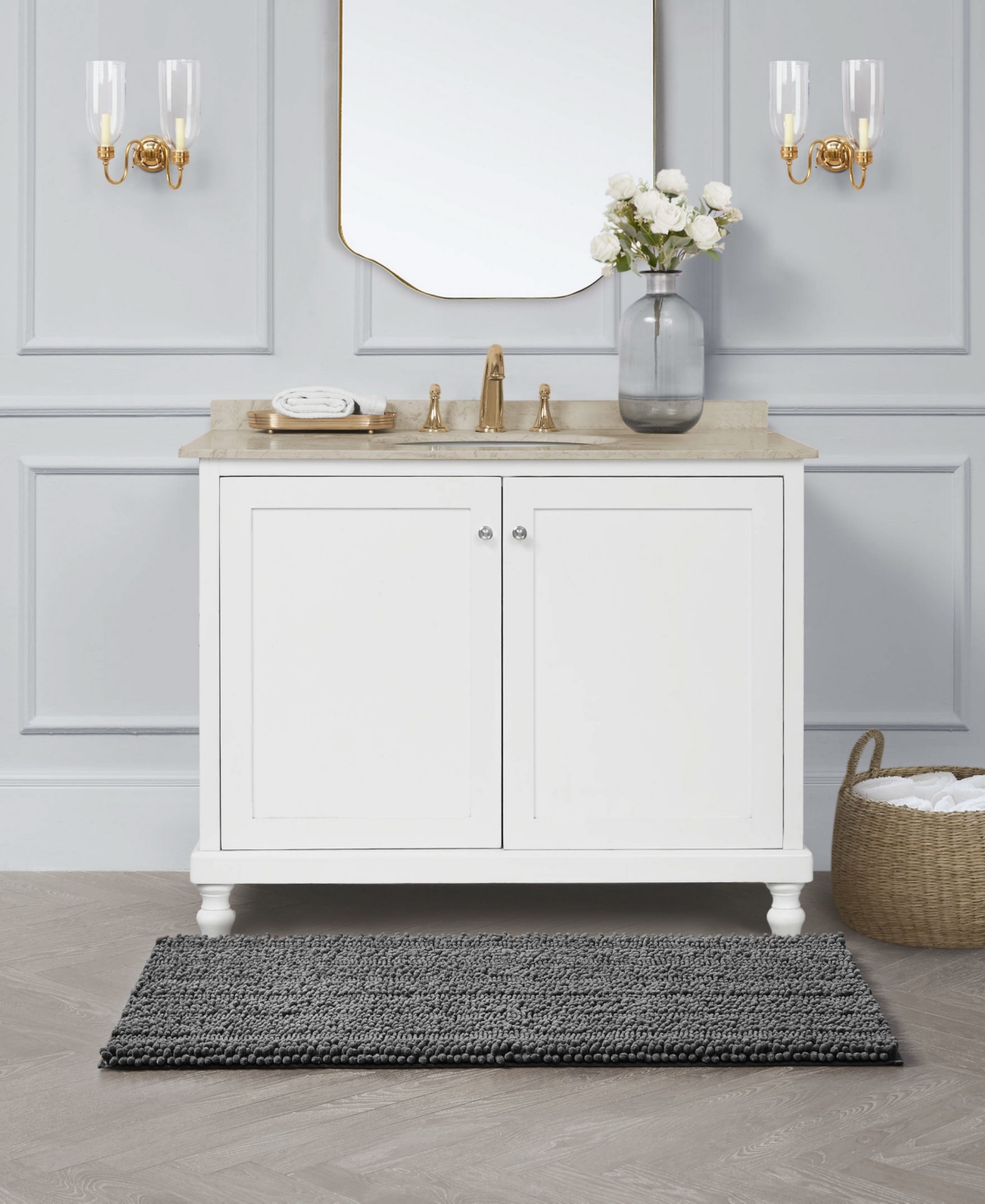 Laura Ashley Astor Chenille Bath Mat, 27" X 45"