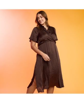 Plus Size Mirage Oasis Satin Wrap Dress