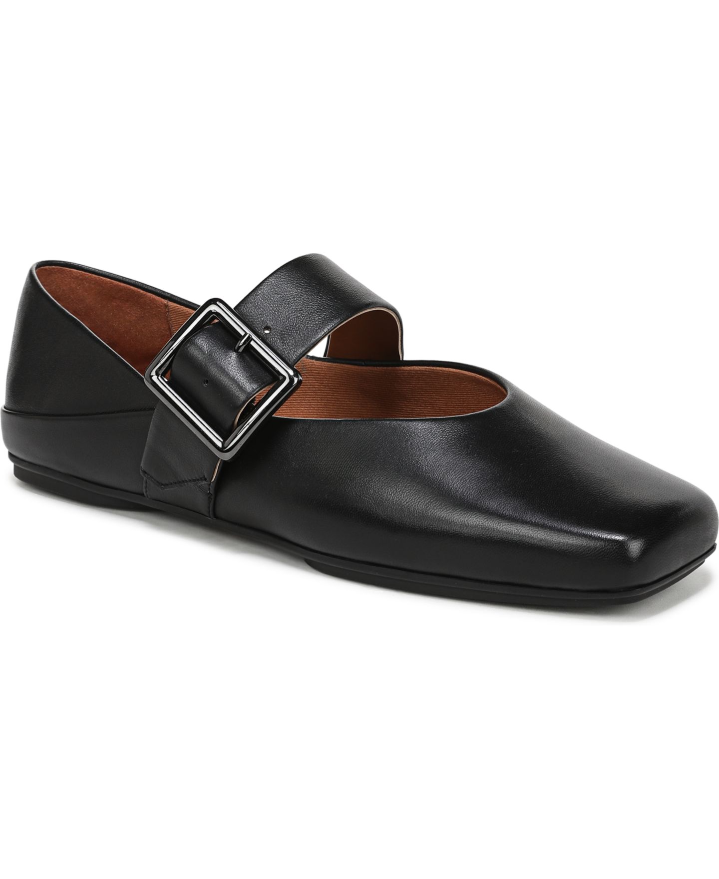 Женские балетки Franco Sarto Oakes Square Toe Ballerina Flats, цвет: Чёрный кожаный — фото 1