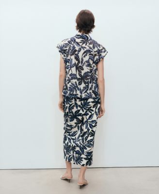 Women's Short Sleeves Printed Cotton Shirt