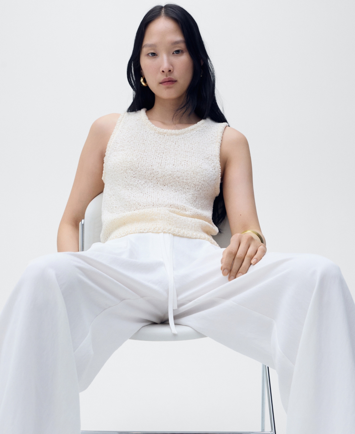 Mango Tie Belt Wide Leg Pants