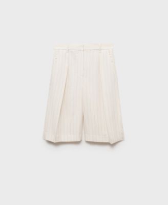 Women's Striped Linen-Blend Bermuda Shorts