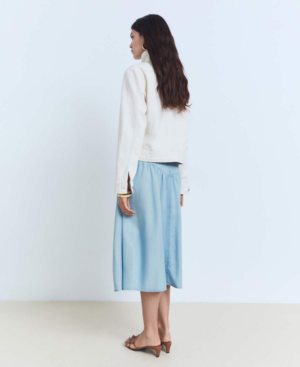 Mango Women's Gathered Detail Lyocell Midi Skirt