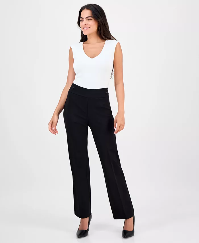 Petite Mid-Rise Side-Tab Straight-Leg Pants - thumbnail 4