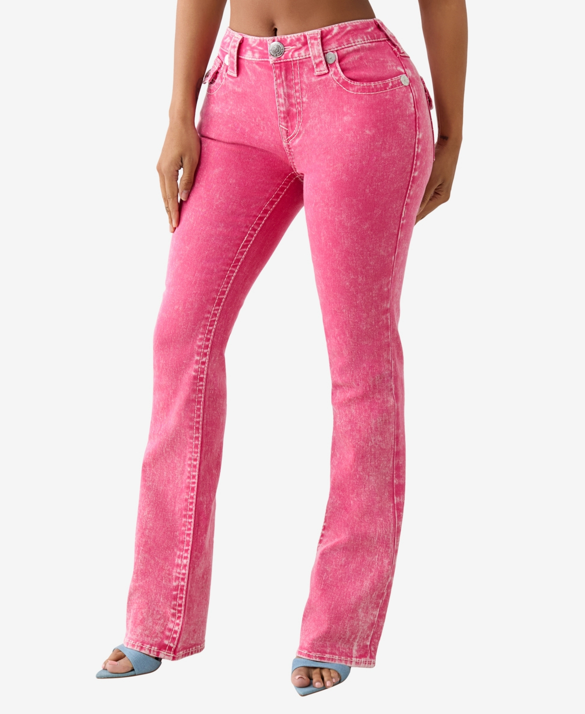 TRUE RELIGION WOMEN'S BECCA BIG T BOOTCUT FLAP JEANS 