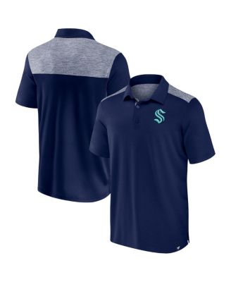 Fanatics - Men's Navy Seattle Kraken Iconic Brushed Blocked Polo Shirt