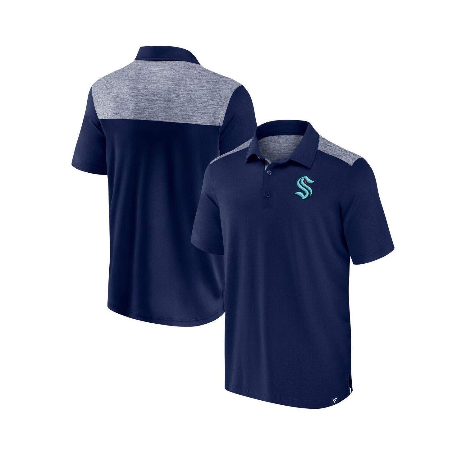 Men's Navy Seattle Kraken Iconic Brushed Blocked Polo Shirt
