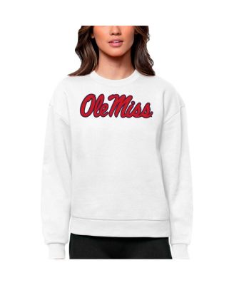 Antigua - Women's White Ole Miss Rebels Victory Crewneck Pullover Sweatshirt