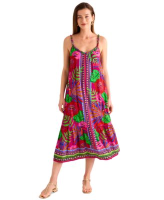 Vince Camuto - Women's Braided-Neck Floral-Print Maxi Dress