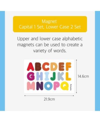 Hattung Magnetic Alphabet Set Extra-Thick, Multicolor Letters with Matching Flashcards - Safe, Non-Toxic Foam for Early Learning, Spelling, Vocabulary