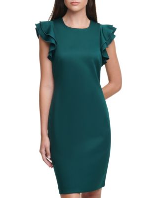 Women's Ruffle-Sleeve Sheath Dress
