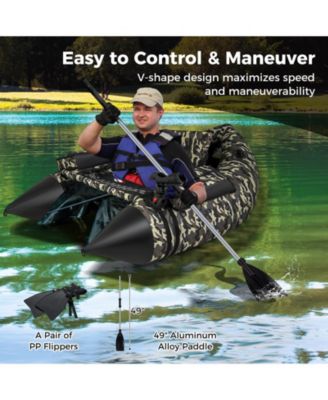 350 LBS Inflatable Fishing Float Tube with Adjustable Backrest and Backpack Straps