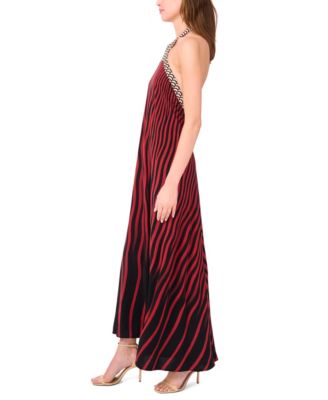 Women's Sleeveless Halter Chiffon Maxi Dress