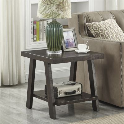 Contemporary 3-Piece Wood Shelf Coffee Table Set in Weathered Espresso