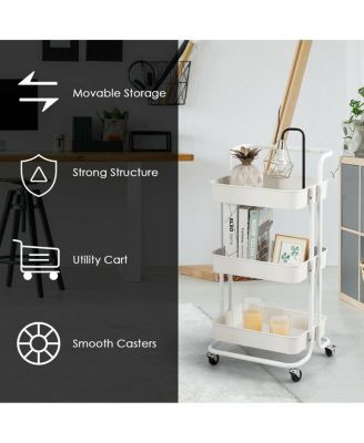3-Tier Rolling Utility Storage Cart with Casters
