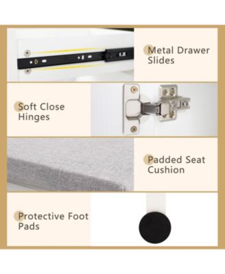 3-Color LED Mirror, Charging Station & Storage Compartments Vanity Dressing Table & Stool Set