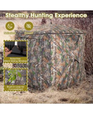 2-3 Person Hunting Blind Portable Pop Up Ground Tent with Carry Bag and Storage Pocket