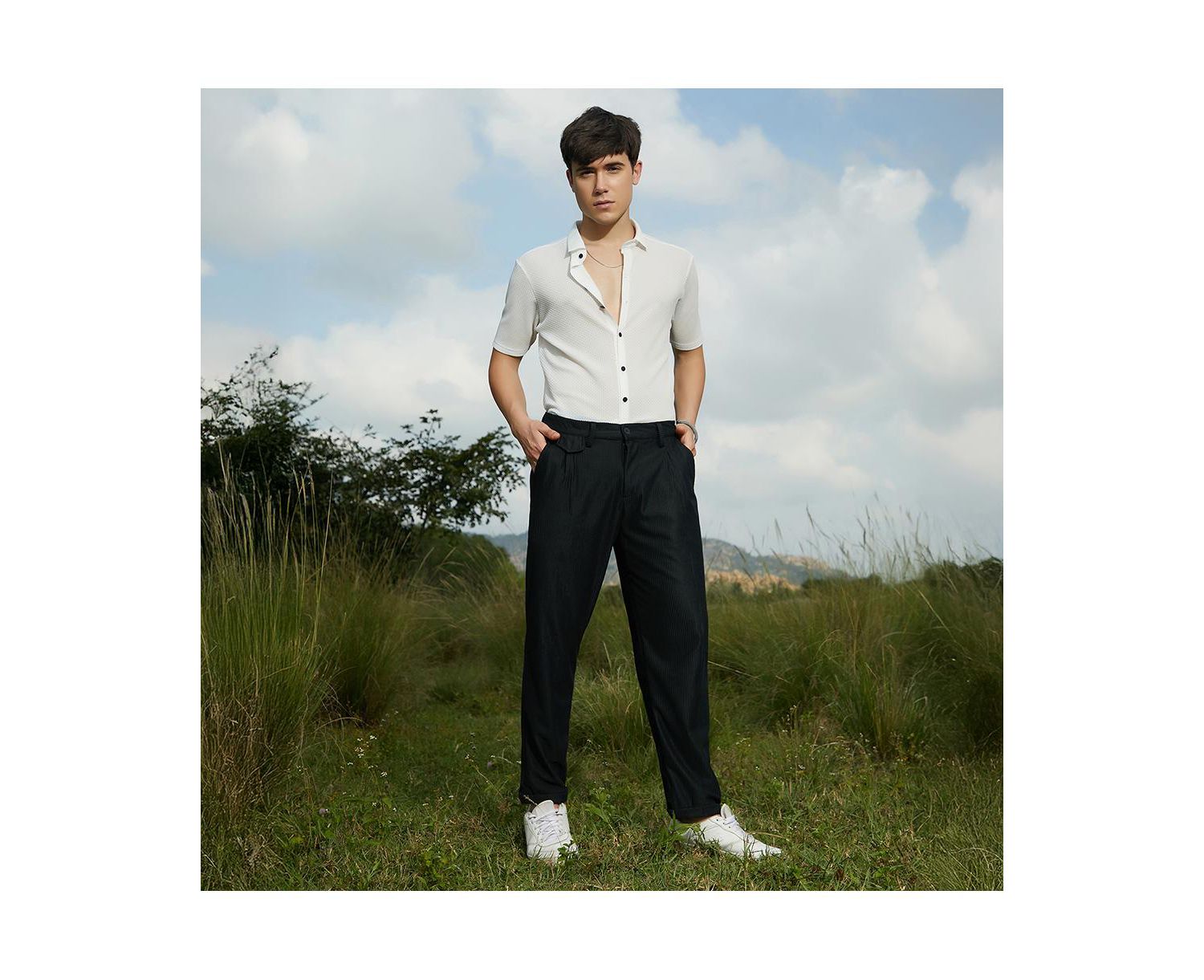 Men's Midnight Black Corduroy Tailored Trousers