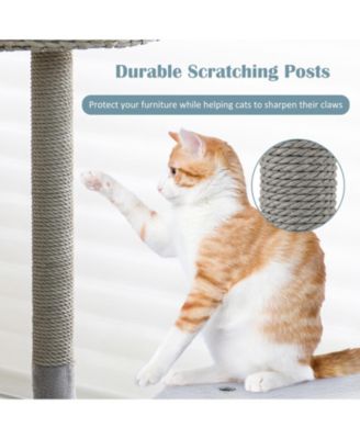 42 Inch Tall Cat Tower with Curved Metal Supporting Frame for Large and Small Cats