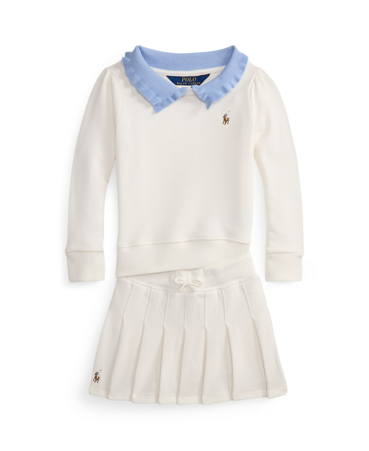Polo Ralph Lauren Toddler And Little Girls Collared Terry Sweatshirt And Skort Set