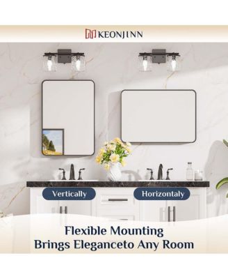 36x36 Inch Brushed Gold Bathroom Vanity Mirror Tempered Glass Metal Framed