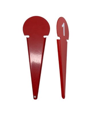 Durable Discus & Shot Put Markers (Set of 10) Essential Track and Field Equipment, Spiked Tips for Secure Placement, High Visibility, Robust Metal Construction for Competitions and Training (Red)