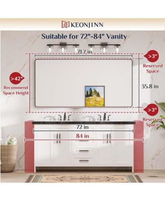 72x36 Inch Brushed Gold Bathroom Vanity Mirror Tempered Glass Metal Framed