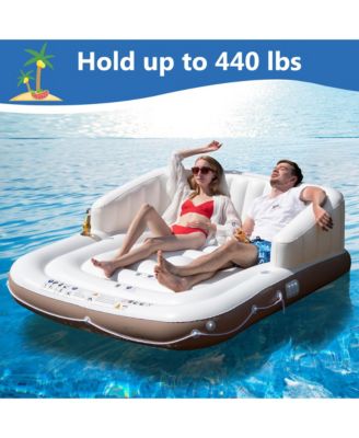 Floating Canopy Island Inflatable Pool Float Lounge Raft w/ Retractable Canopy