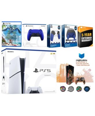 Playstation 5 Slim Disc with Horizon Forbidden West, Extra Gray Camo Controller, Gamer Kit, Trigger Kit and MightySkins Decal Voucher + 1 Year CP