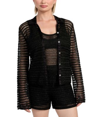 GUESS - Women's Bella Embellished Knit Shirt