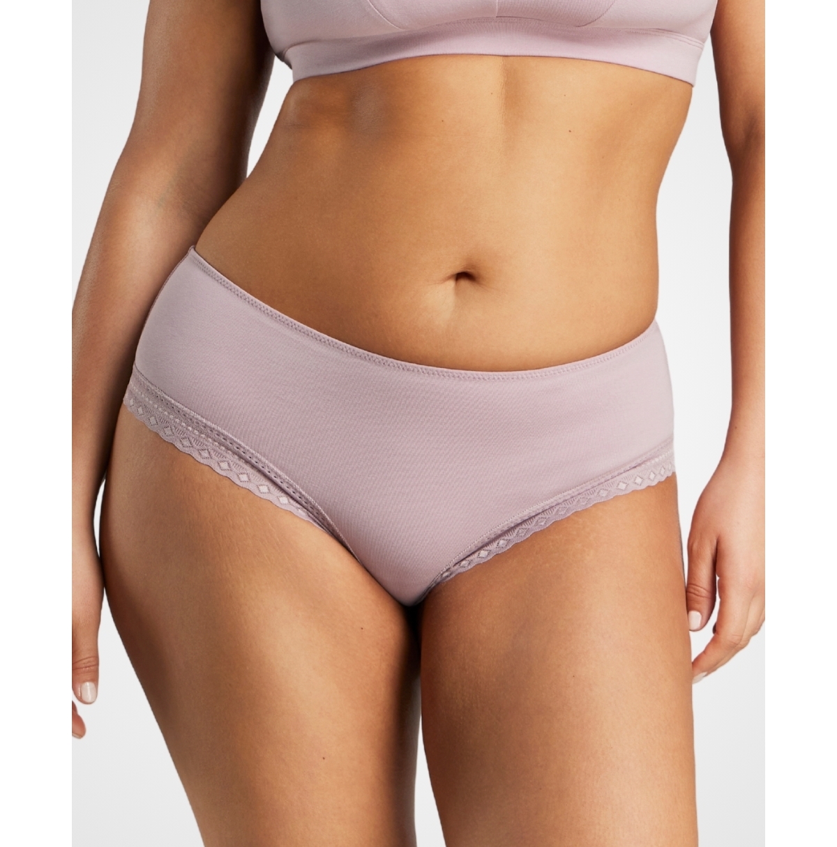 Women's Organic Cotton Lace Cheeky - Dusty lavender