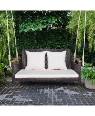 2-seater hanging swing porch swing PE wicker swing outdoor hanging swing garden poolside