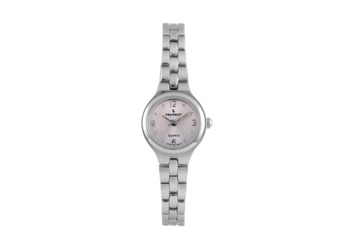 Women 22mm Round Silver Self-Adjust Link Bracelet Watch