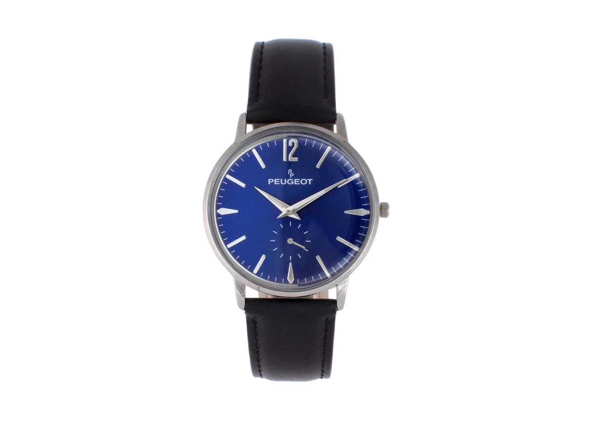 Men's 40mm Blue Dial Vintage Remote Sweep Leather Strap Watch