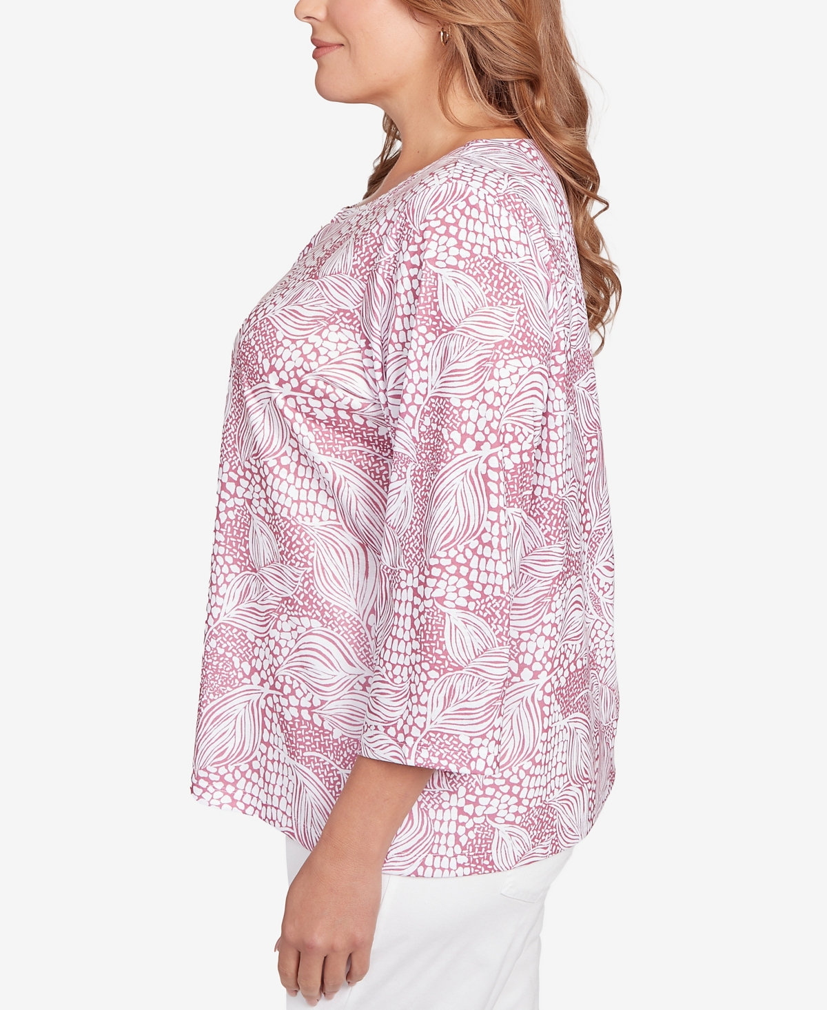 Hearts Of Palm Plus Size Printed Forest Path Slub Top