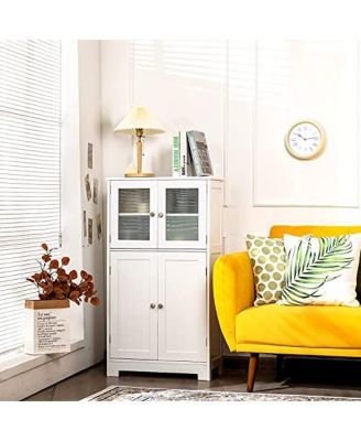 Bathroom Floor Storage Locker Kitchen Cabinet with Doors and Adjustable Shelf